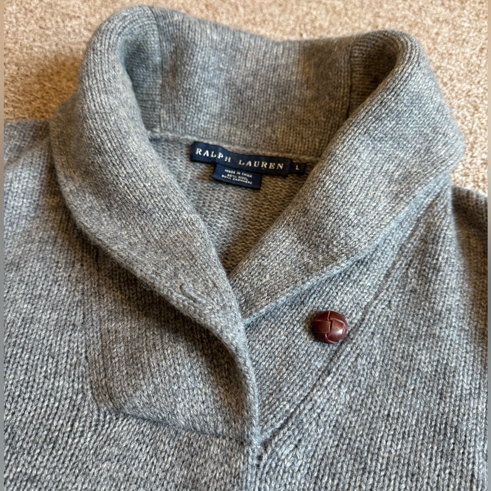 Ralph Lauren Gray Shawl Collar Sweater